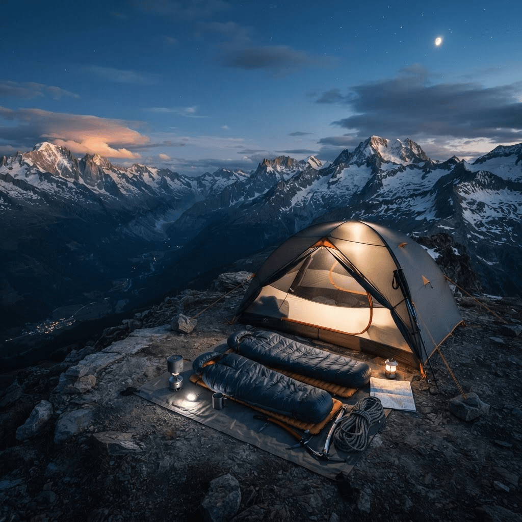 Camp setup on a ridge